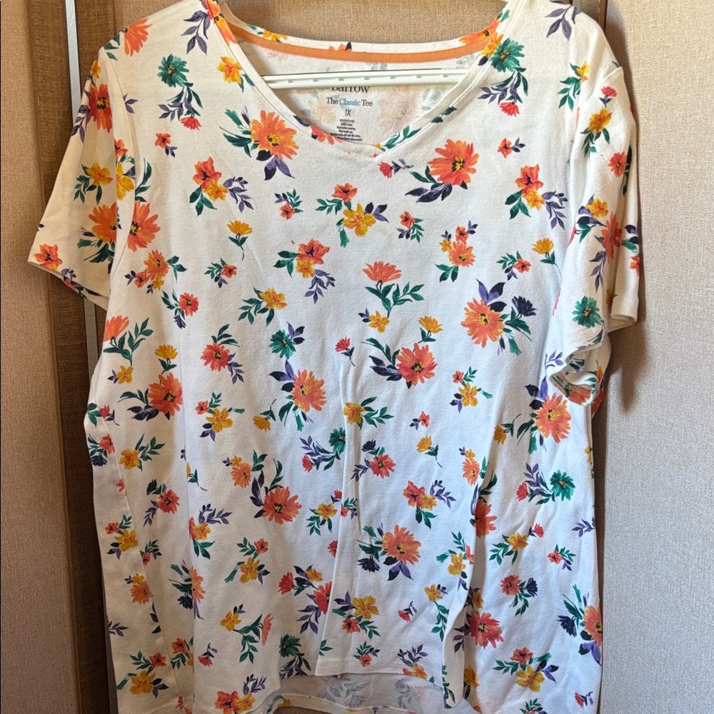 FINAL MARKDOWN Croft And Barrow Multicolor Floral Short Sleeve Top 1X